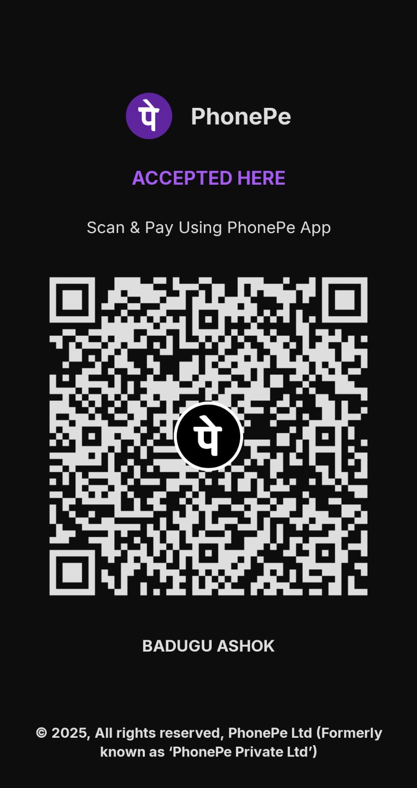 PhonePe QR - Badugu Ashok